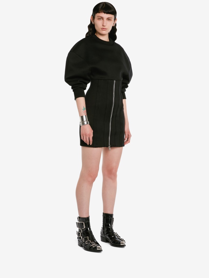 Women's Cocoon Sleeve Mini Dress Black Fashion Alexander McQueen