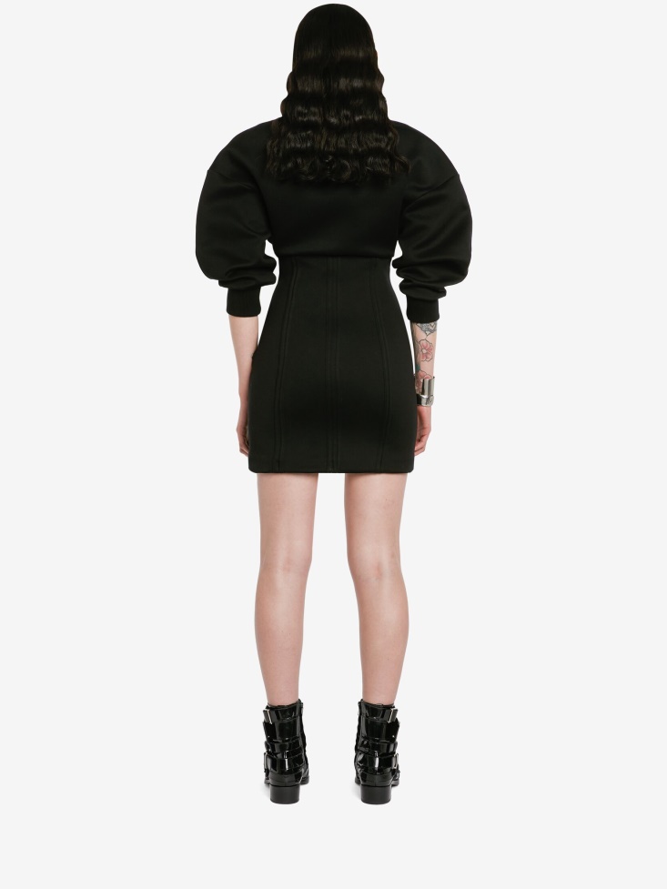 Women's Cocoon Sleeve Mini Dress Black Fashion Alexander McQueen