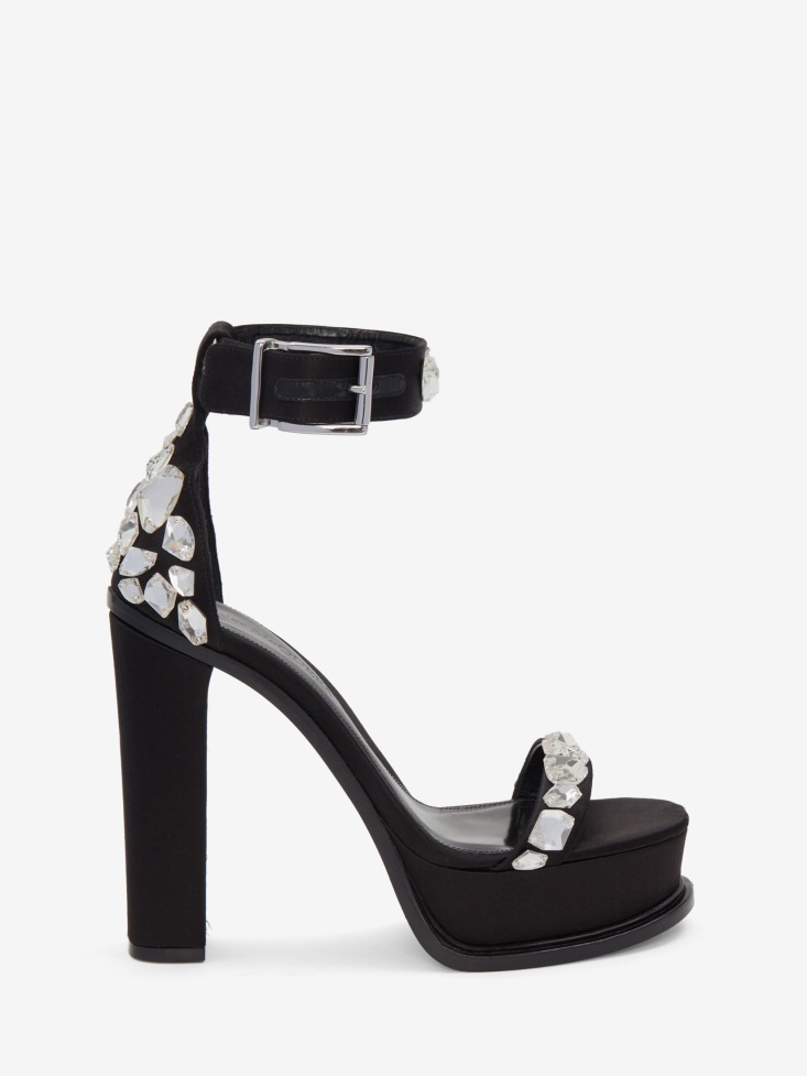 Black Women's Platform Crystal Shard Sandal Fashion Alexander McQueen