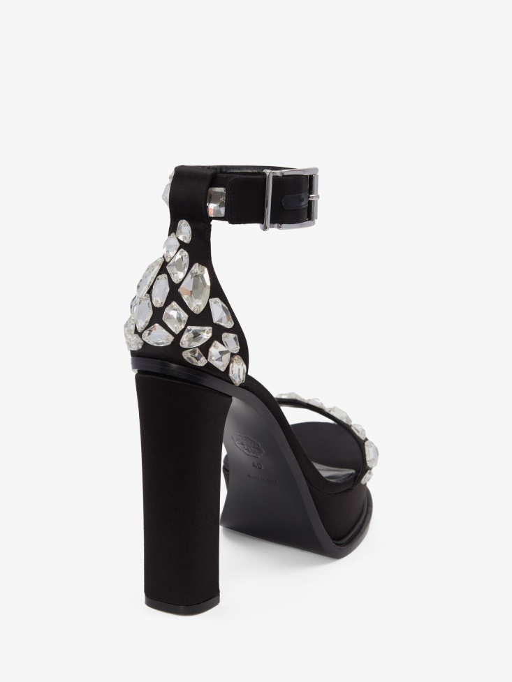 Black Women's Platform Crystal Shard Sandal Fashion Alexander McQueen
