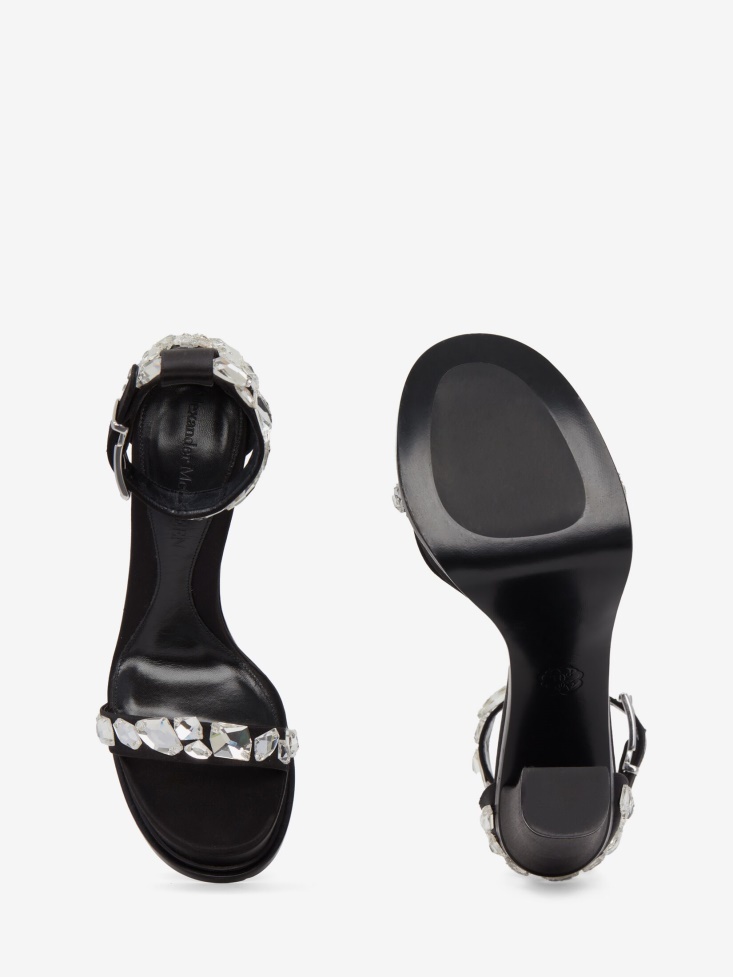 Black Women's Platform Crystal Shard Sandal Fashion Alexander McQueen