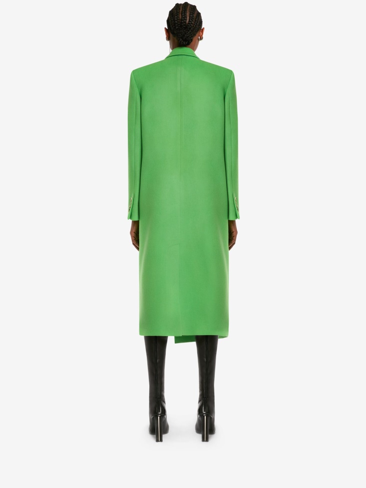 Fashion Alexander McQueen Acid Green Women's Oversized Drop Hem Coat