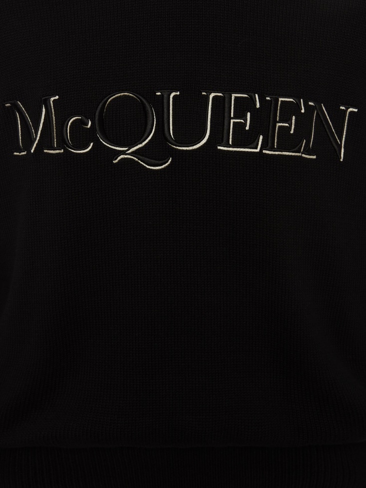 Black/White Men's in Embroidered Crew Neck Jumper Fashion Alexander McQueen