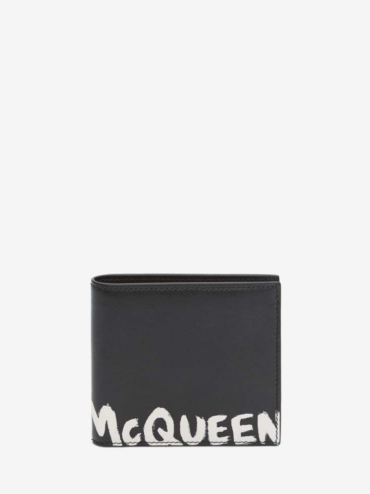 Men's in Graffiti Billfold Wallet Fashion Alexander McQueen Black/White