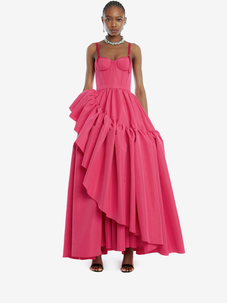 Bobby Pink Fashion Alexander McQueen Women's Polyfaille Exploded Corset Dress