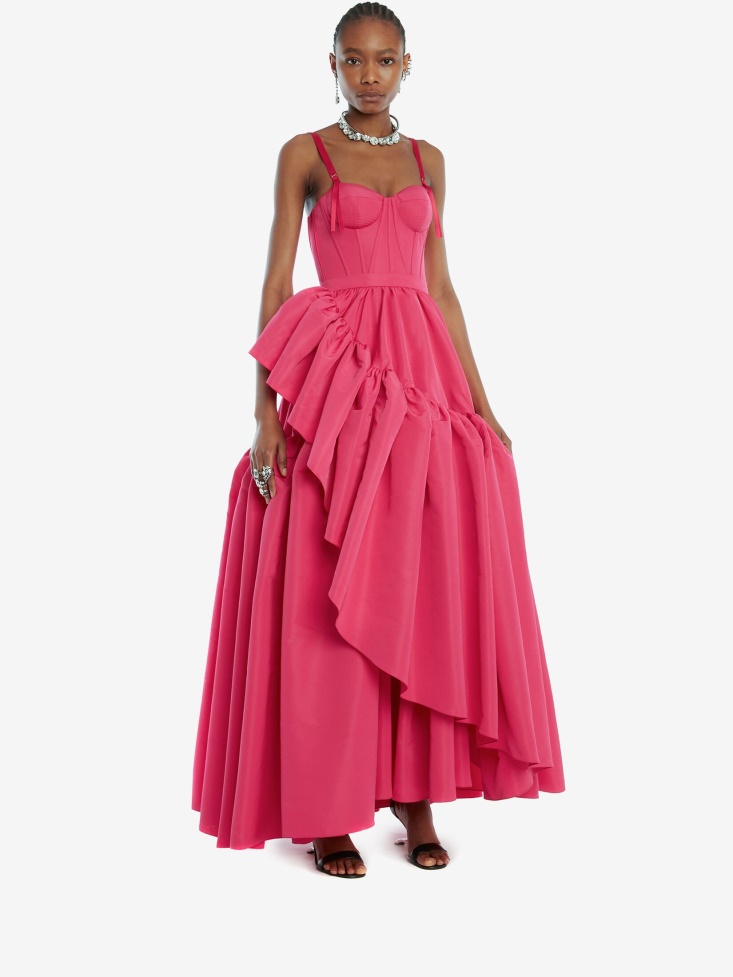 Bobby Pink Fashion Alexander McQueen Women's Polyfaille Exploded Corset Dress