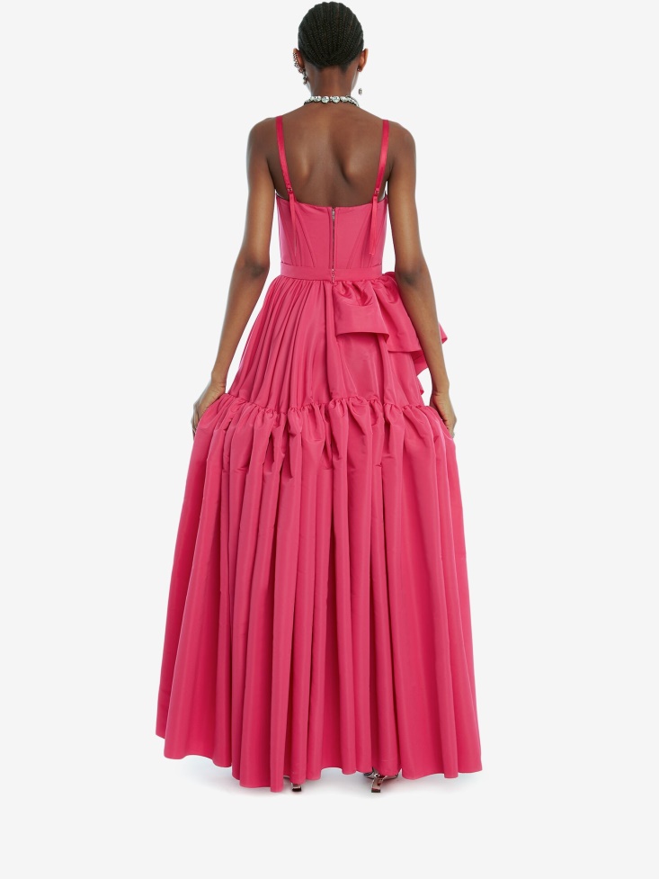 Bobby Pink Fashion Alexander McQueen Women's Polyfaille Exploded Corset Dress