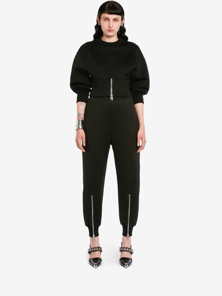 Fashion Alexander McQueen Black Women's Zip Detail Joggers