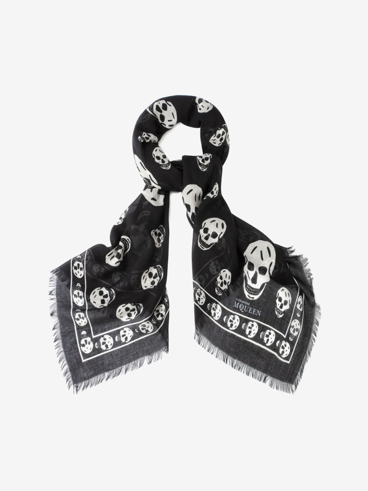 Fashion Alexander McQueen Women's Classic Silk Blend Skull Scarf Black