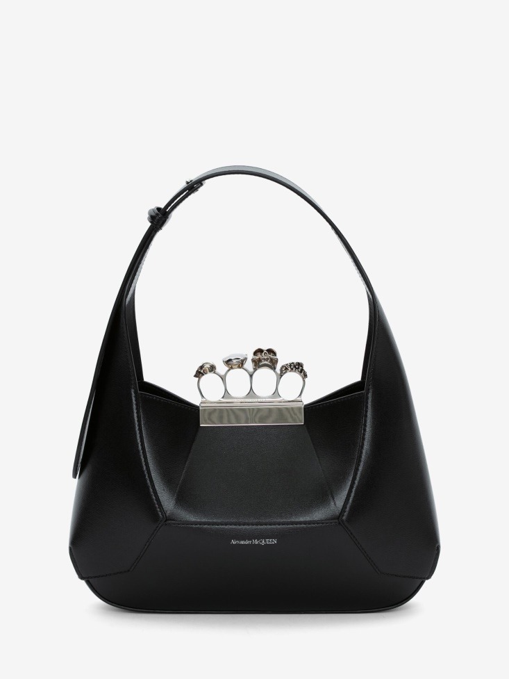 Women's The Jewelled Hobo Bag Black Fashion Alexander McQueen