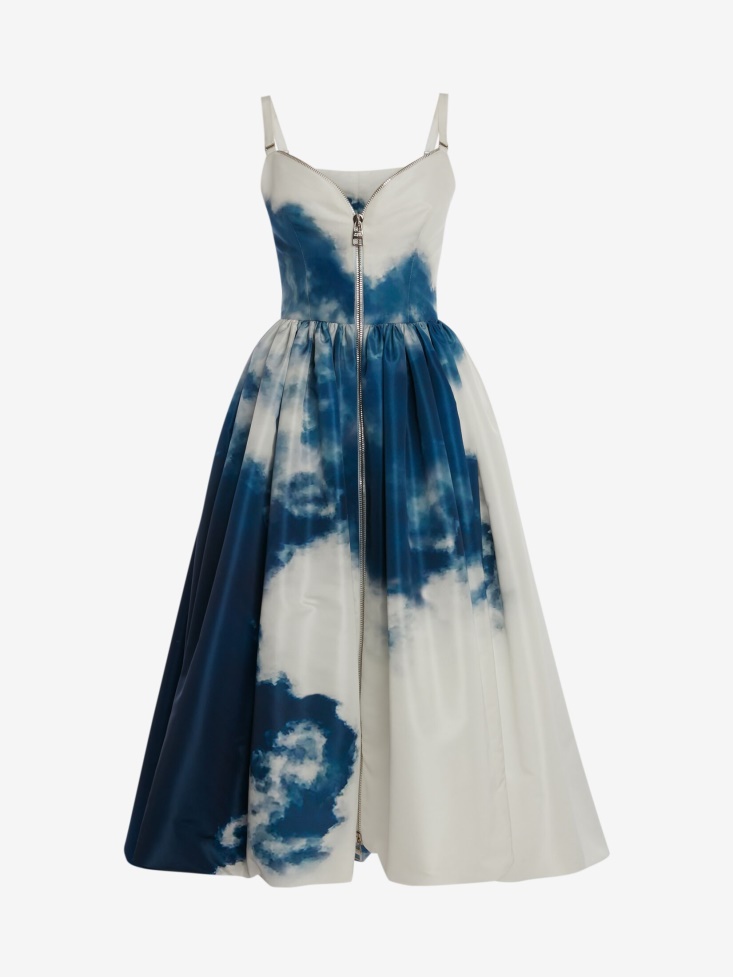 Blue Women's Blue Sky Polyfaille Midi Dress Fashion Alexander McQueen