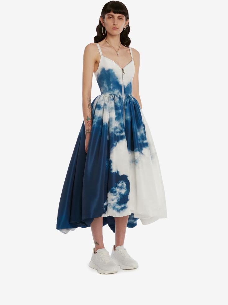 Blue Women's Blue Sky Polyfaille Midi Dress Fashion Alexander McQueen