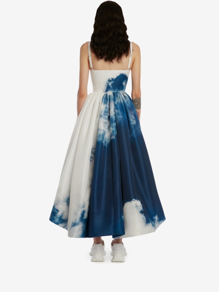 Blue Women's Blue Sky Polyfaille Midi Dress Fashion Alexander McQueen