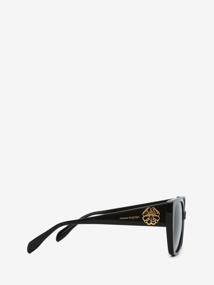 Fashion Alexander McQueen Women's Seal Logo Sunglasses Black/Grey