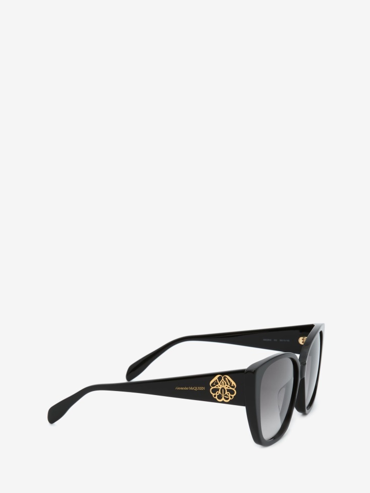 Fashion Alexander McQueen Women's Seal Logo Sunglasses Black/Grey