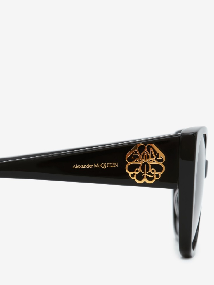Fashion Alexander McQueen Women's Seal Logo Sunglasses Black/Grey