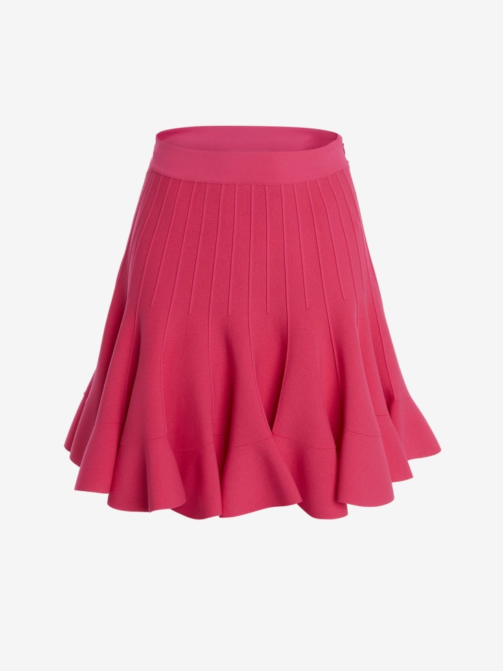 Bobby Pink Women's Ruffle Knit Mini Skirt Fashion Alexander McQueen