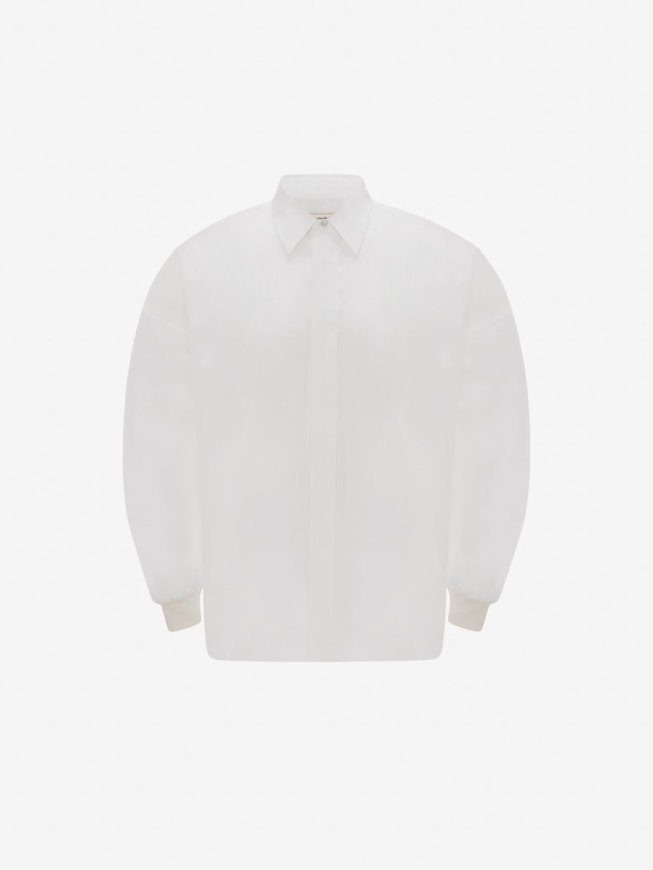White Fashion Alexander McQueen Men's Dropped Shoulder Poplin Shirt