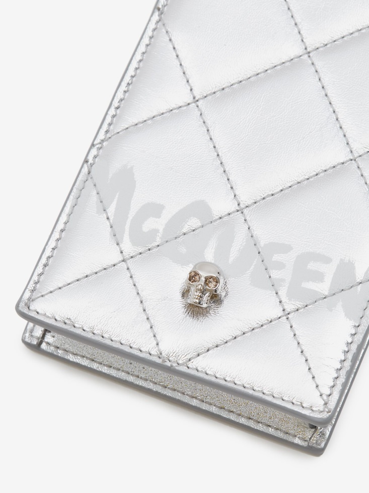 Women's in Graffiti Phone Case With Chain Silver/White Fashion Alexander McQueen