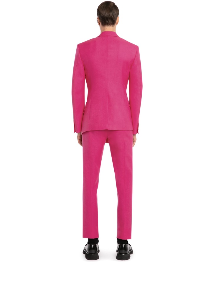 Electric Pink Men's Asymmetric Double-Breasted Jacket Fashion Alexander McQueen
