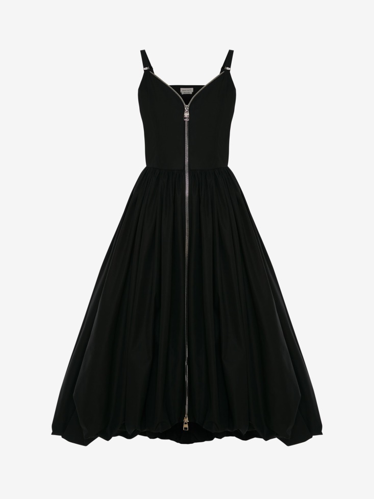 Women's Zip Parachute Midi Dress Fashion Alexander McQueen Black