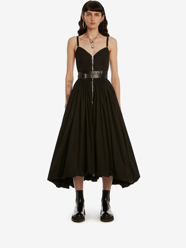 Women's Zip Parachute Midi Dress Fashion Alexander McQueen Black
