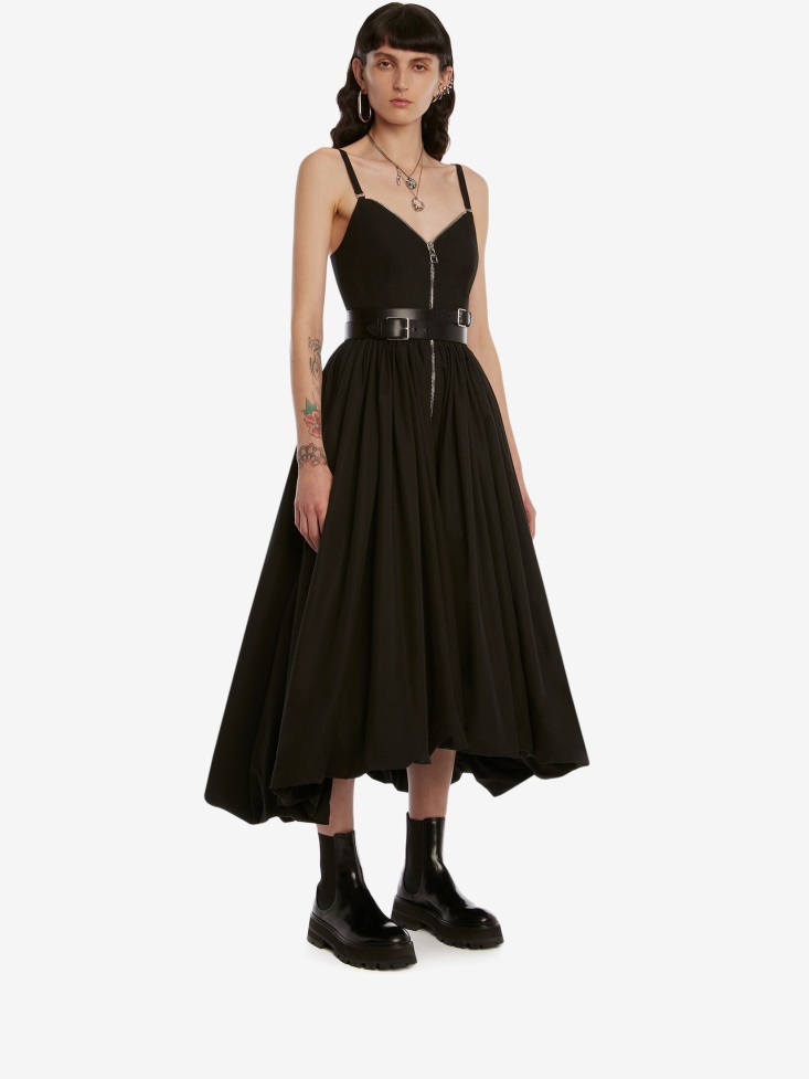 Women's Zip Parachute Midi Dress Fashion Alexander McQueen Black