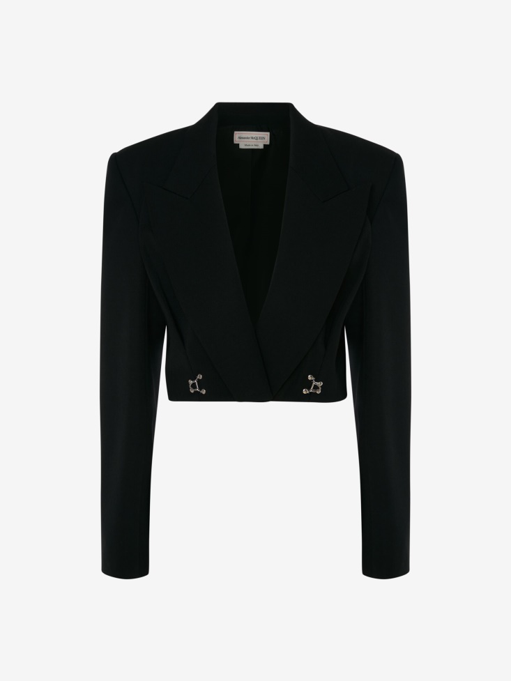 Fashion Alexander McQueen Black Women's Barathea Cropped Jacket