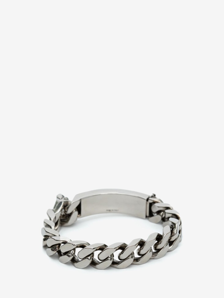Fashion Alexander McQueen Men's Identity Chain Bracelet Antique Silver