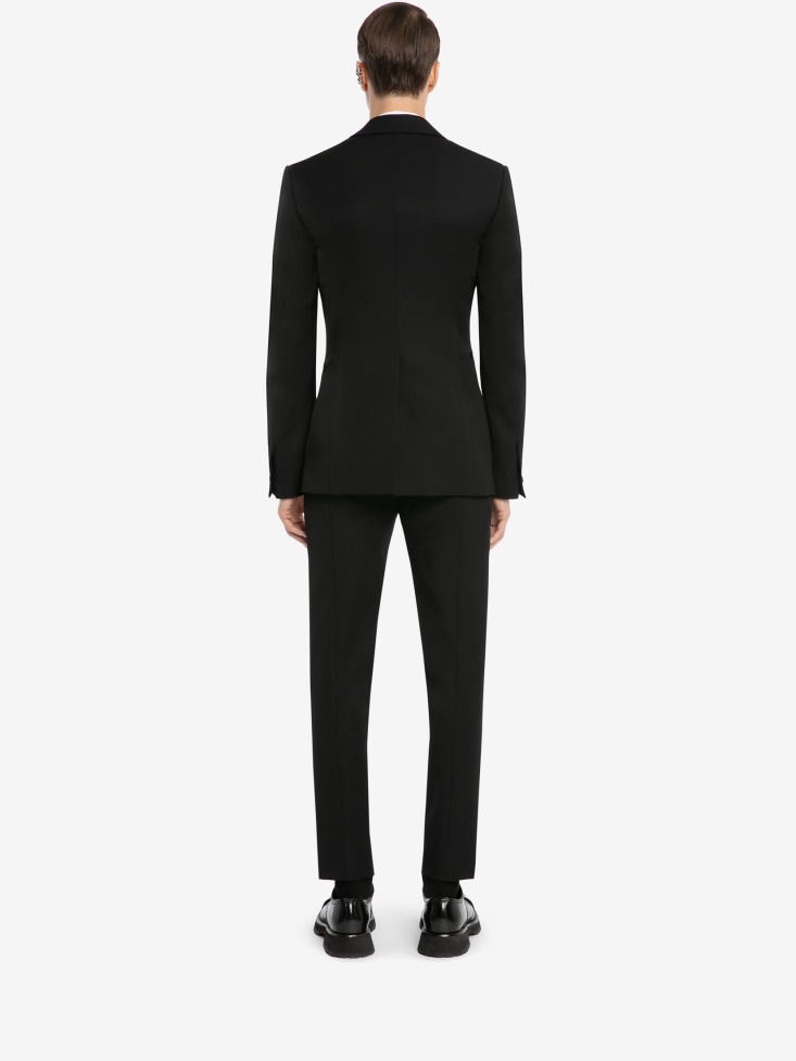 Black Men's Large Lapels Tailored Jacket Fashion Alexander McQueen
