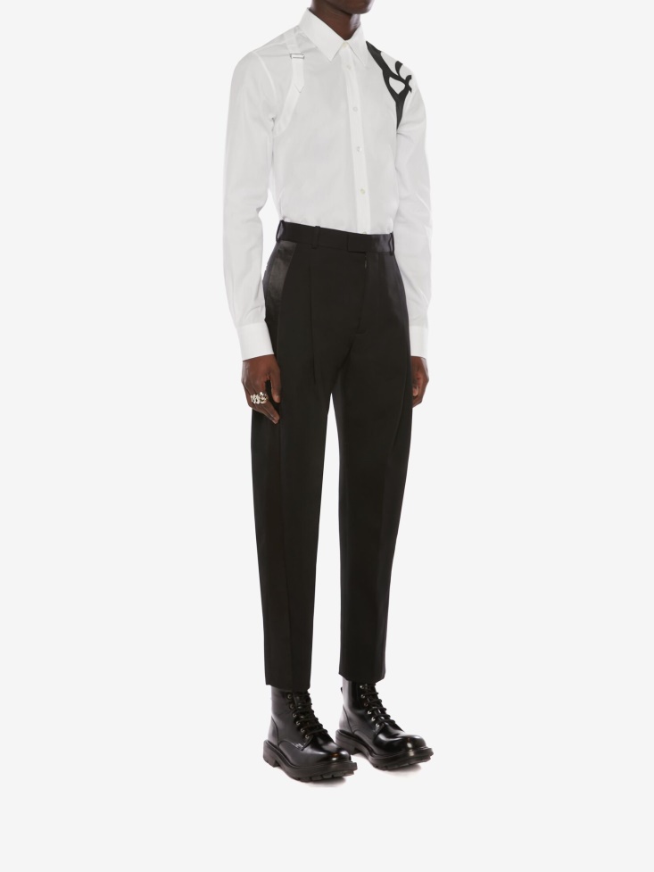 Men's Seal Logo Embroidery Harness Shirt White Fashion Alexander McQueen