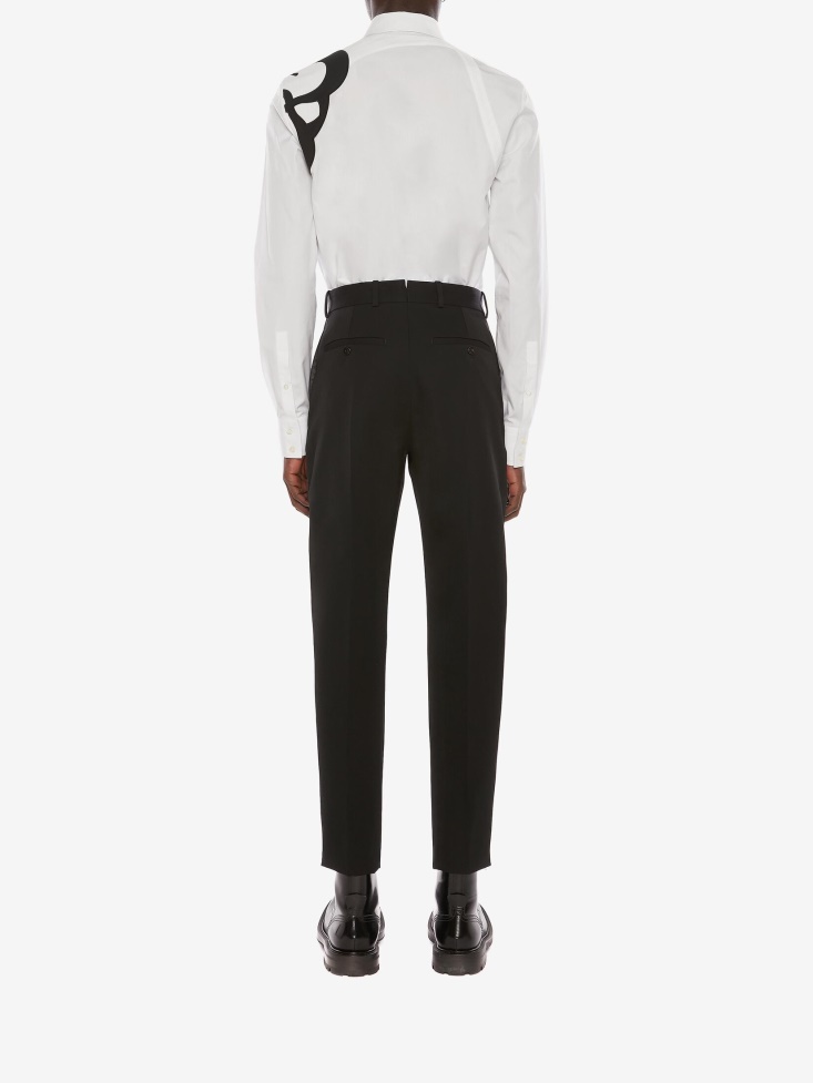 Men's Seal Logo Embroidery Harness Shirt White Fashion Alexander McQueen