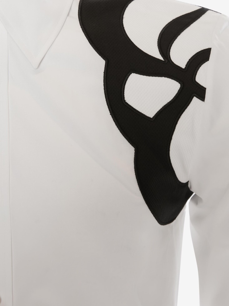 Men's Seal Logo Embroidery Harness Shirt White Fashion Alexander McQueen
