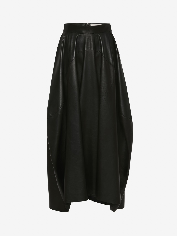 Women's Balloon Leather Skirt Fashion Alexander McQueen Black