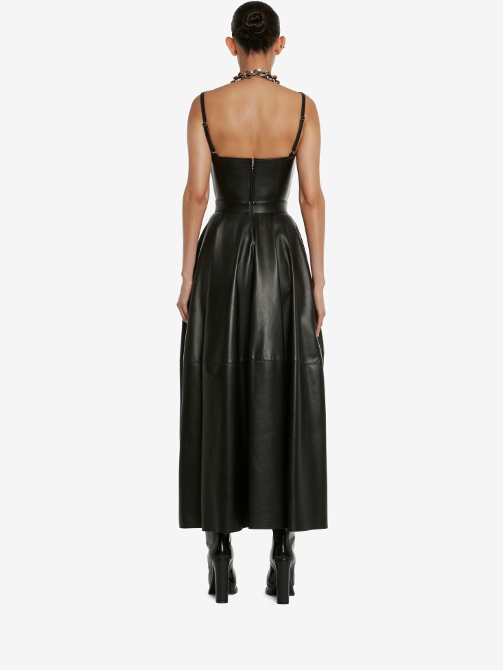 Women's Balloon Leather Skirt Fashion Alexander McQueen Black