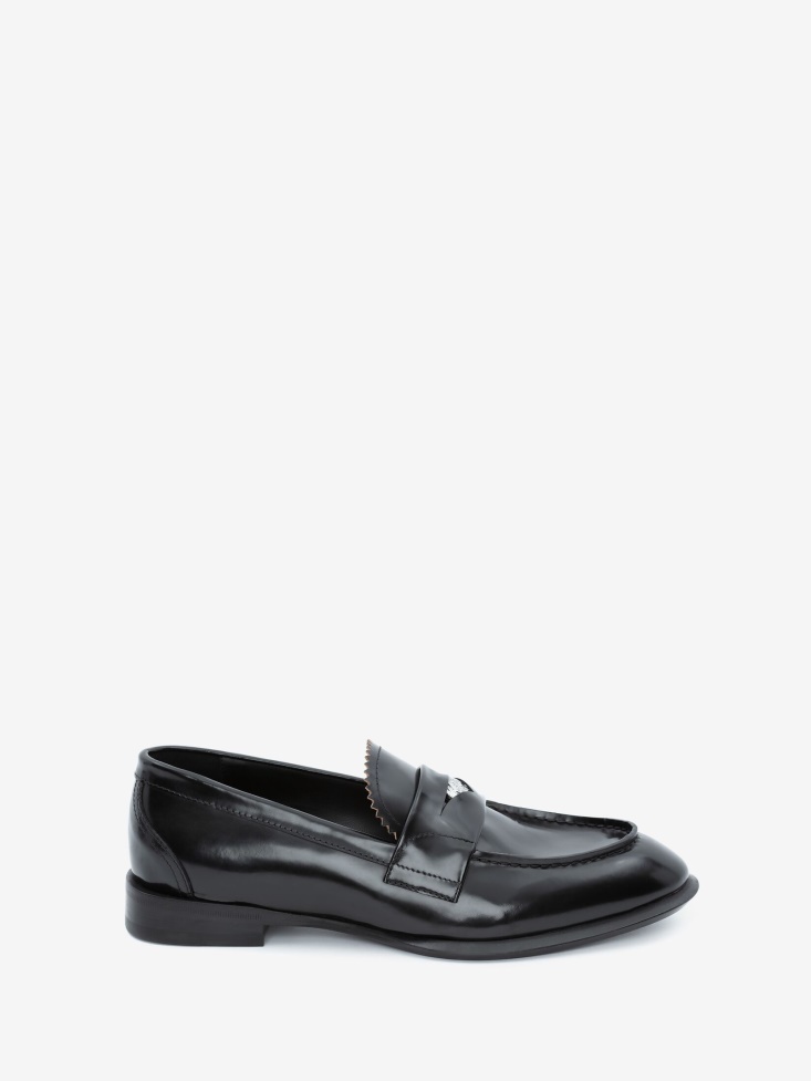 Fashion Alexander McQueen Black/Silver Men's Seal Logo Loafer