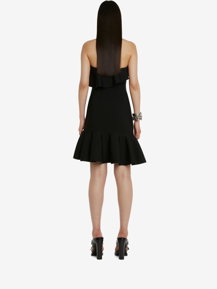 Women's Ruffled Bustier Mini Dress Black Fashion Alexander McQueen