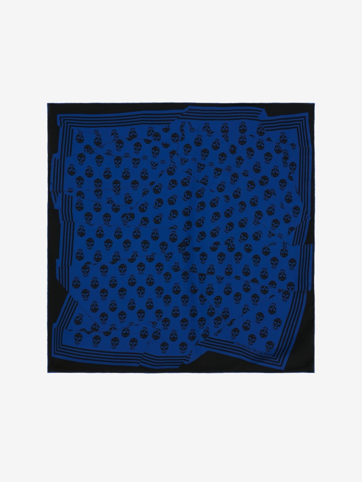 Royal/Black Women's Biker Skull Crashed Foulard Fashion Alexander McQueen