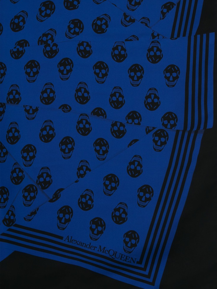 Royal/Black Women's Biker Skull Crashed Foulard Fashion Alexander McQueen
