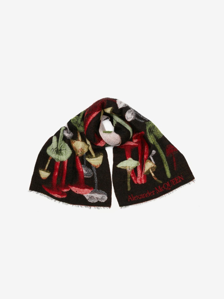 Fashion Alexander McQueen Black/Red Women's Psychedelic Mushroom Scarf