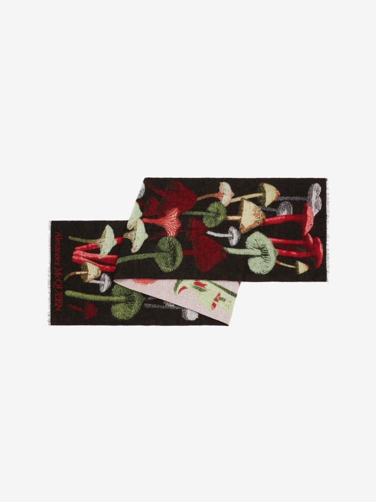 Fashion Alexander McQueen Black/Red Women's Psychedelic Mushroom Scarf