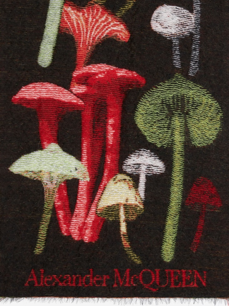 Fashion Alexander McQueen Black/Red Women's Psychedelic Mushroom Scarf