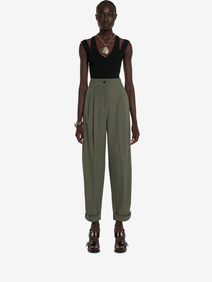 Women's Military Trousers Fashion Alexander McQueen Military Green