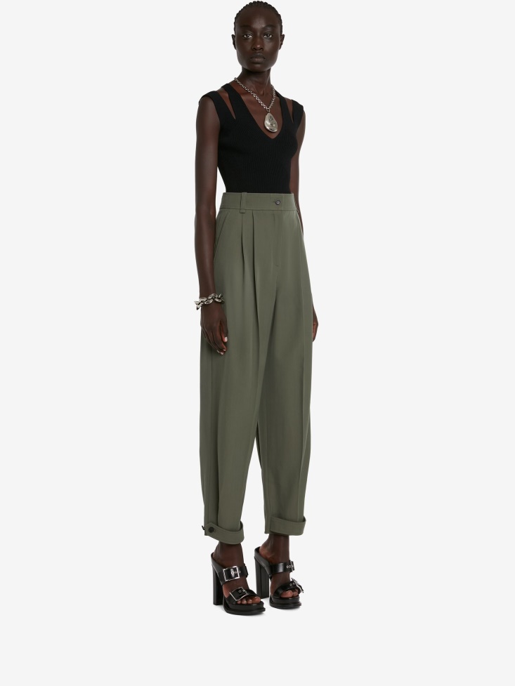 Women's Military Trousers Fashion Alexander McQueen Military Green