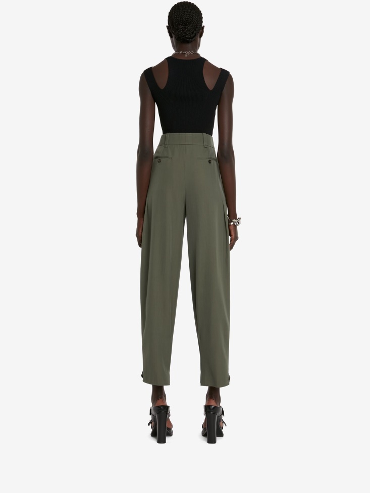 Women's Military Trousers Fashion Alexander McQueen Military Green