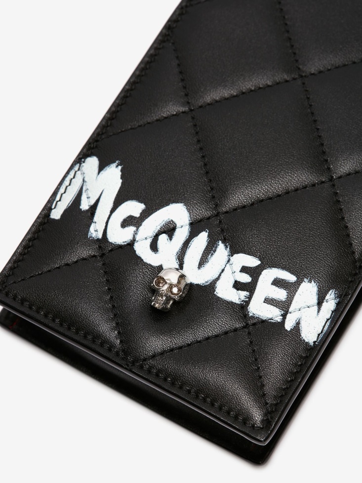 Black/White Women's in Graffiti Phone Case With Chain Fashion Alexander McQueen
