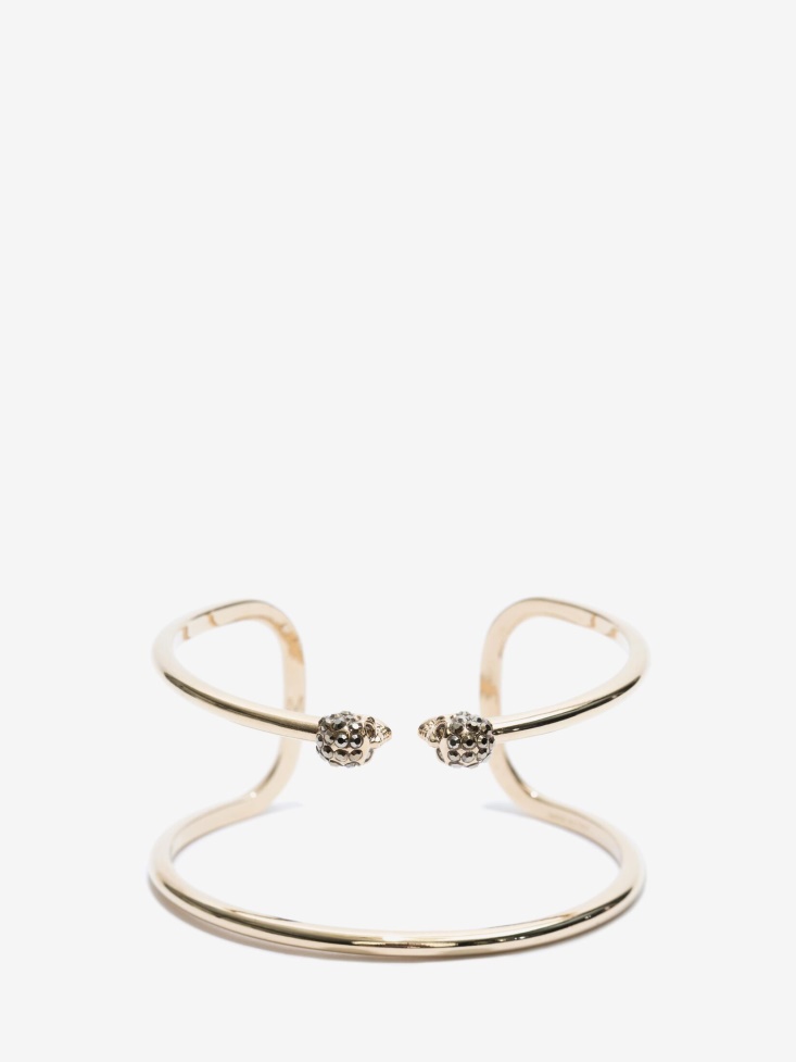 Fashion Alexander McQueen Women's Double-Wrap Skull Cuff Light Gold