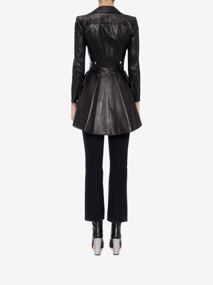 Women's Leather Biker Jacket Black Fashion Alexander McQueen