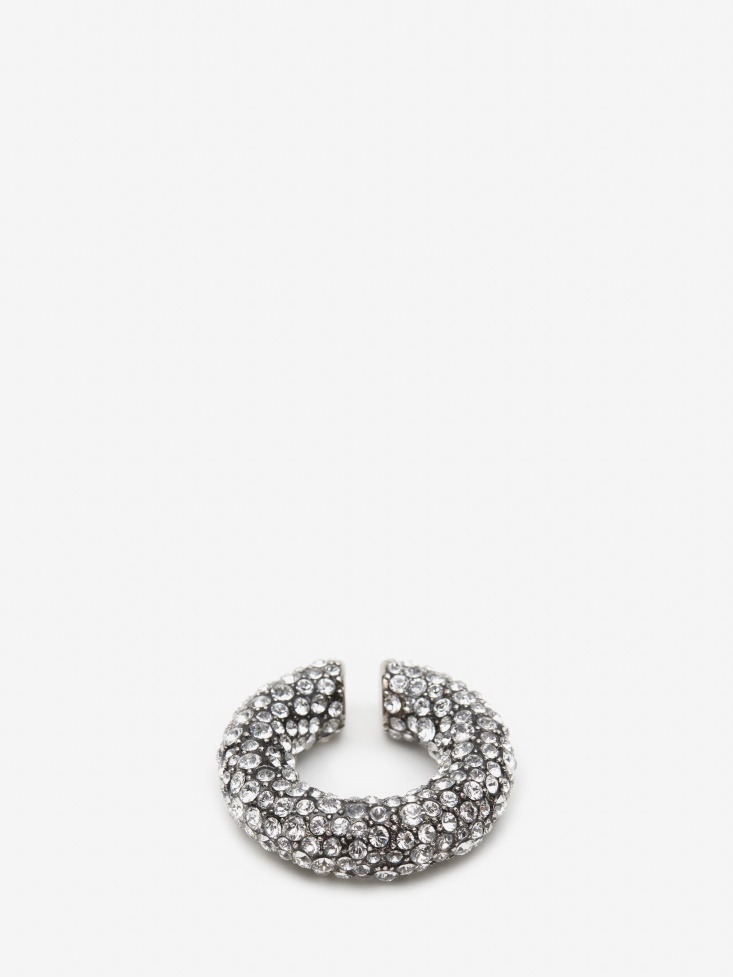 Women's Pave Round Ear Hook Antique Silver Fashion Alexander McQueen
