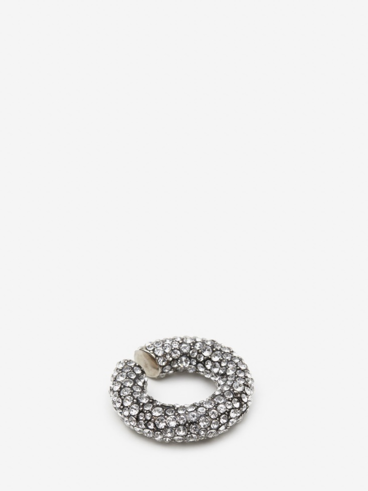 Women's Pave Round Ear Hook Antique Silver Fashion Alexander McQueen